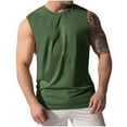 thumbnail image 1 of Hinvhai Mens Workout Cut off Shirts Perfect Muscle Shirt Bodybuilding Tops Sleeveless Gym T Shirts Army Green 6(L), 1 of 6