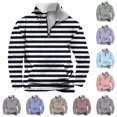 thumbnail image 1 of Hinvhai Mens stand up collar color blocked half zipper Sweatshirt Fashion Long Sleeve Casual Pullover Tops Wine 10(XL), 1 of 5
