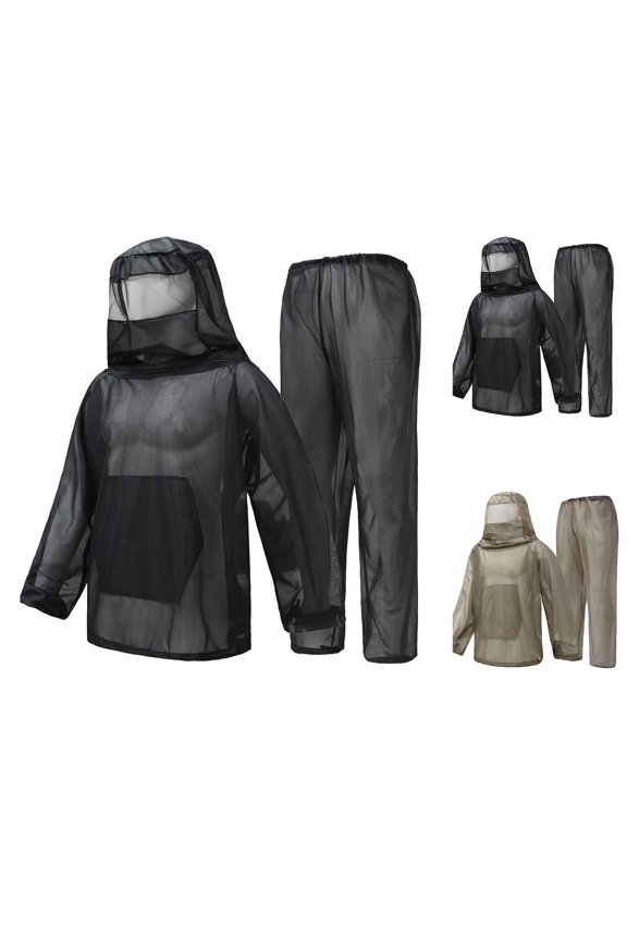 Mosquito Suits for Adult, Mesh Net Bug Hooded Jacket Pant, Outdoor Full Body Protection Mosquito Proof Clothing