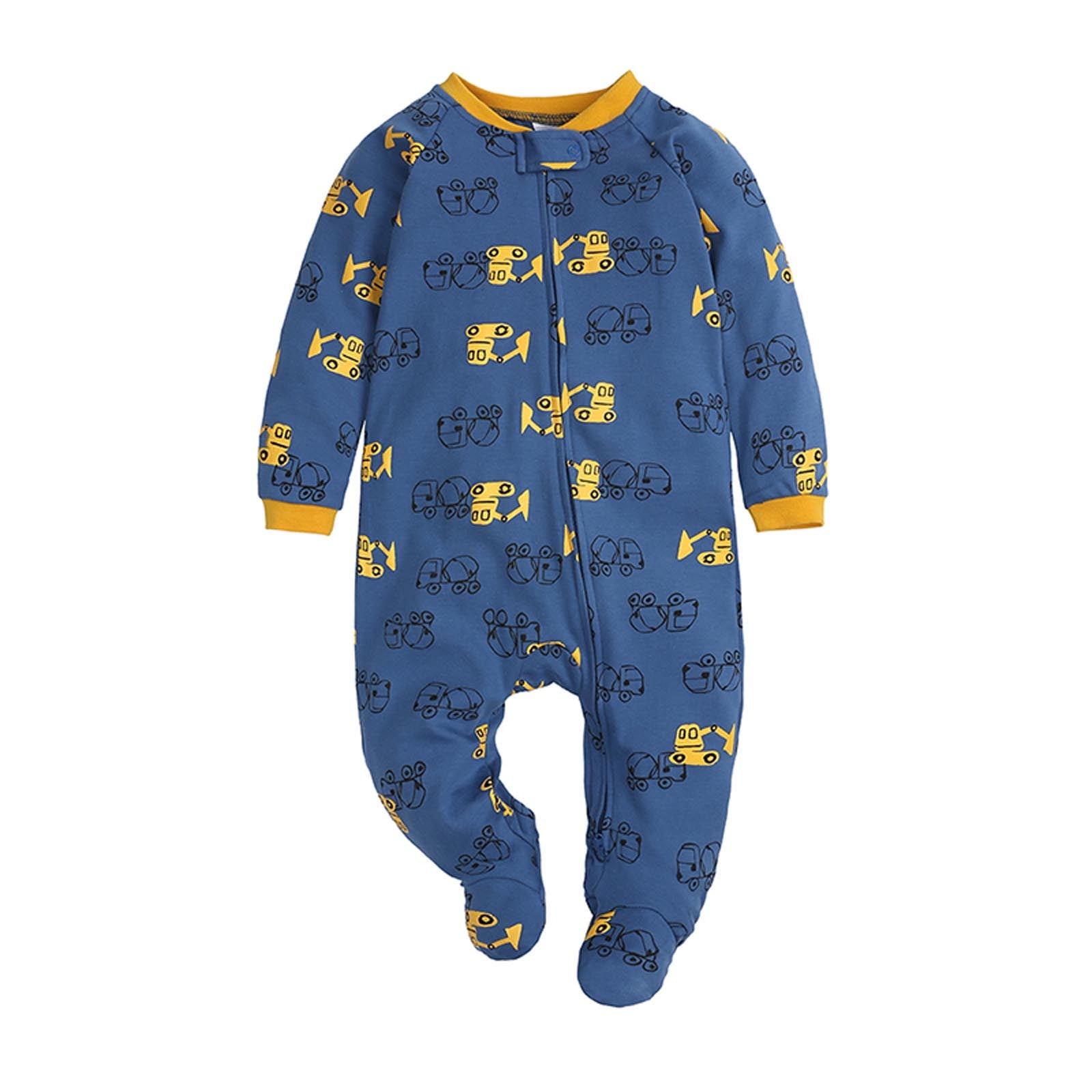 Hinvhai Newborn Footie Pajamas with Mitten Cuffs Zipper Sleepers Baby Boy  Girl Onesie Footed One-Piece Romper Blue 6-9 Months - Walmart.com, image size:1600x1600