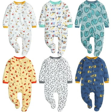 Hinvhai Newborn Footie Pajamas Clearance with Mitten Cuffs Zipper Sleepers Baby Boy Girl Onesie Footed One-Piece Romper White 12-18 Months