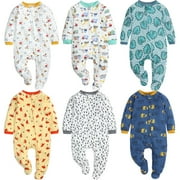 Hinvhai Newborn Footie Pajamas Clearance with Mitten Cuffs Zipper Sleepers Baby Boy Girl Onesie Footed One-Piece Romper White 12-18 Months