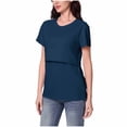 thumbnail image 1 of Hinvhai Nursing Tops Summer Short Sleeve Breast Feeding Shirts Women Cute Dressy Postpartum Pumping Tshirts Navy M(M), 1 of 8