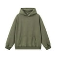 thumbnail image 1 of Hinvhai Oversized Hoodie Men Vintage Cotton Casual Hooded Sweatshirt Trendy Baggy Basic Hoodies Retro Pullover Streetwear Army Green XXL(XXL), 1 of 3