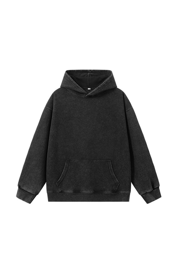 Oversized Hoodie Men Vintage Cotton Casual Hooded Sweatshirt Trendy Baggy Basic Hoodies Retro Pullover Streetwear Black M(M)