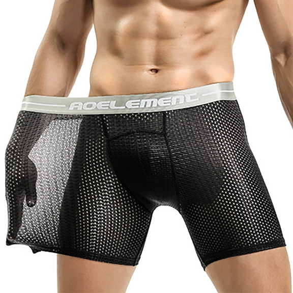 Hinvhai Pants for Men Men's boxer Cotton Briefs Sexy Underwear Shorts Black 8(L)