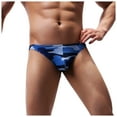 thumbnail image 1 of Hinvhai Pants for Men New Ice Silk Sexy Mens Briefs Thongs G-String Underwear Blue M(M), 1 of 5