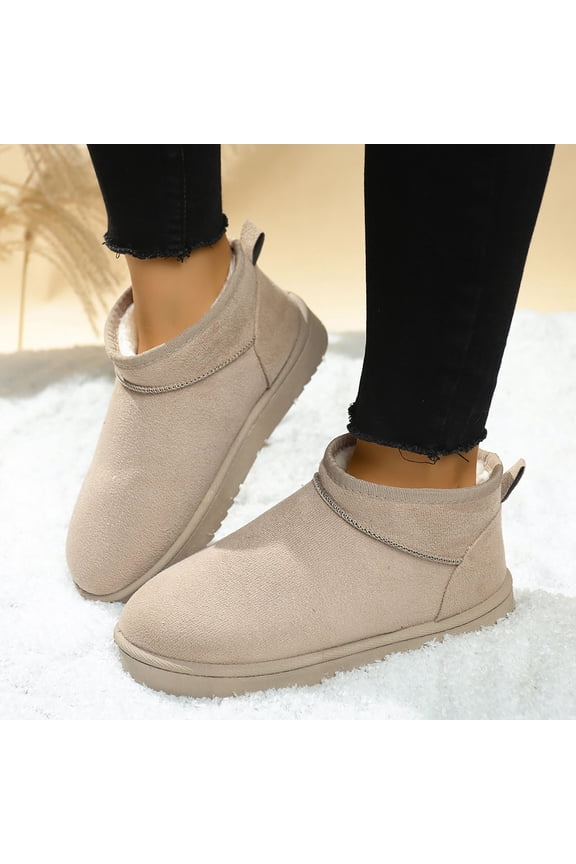 Platform Boots, Platform Snow Winter Boots for Women, Suede Fleece Womens Snow Boots Beige 5.5(36)