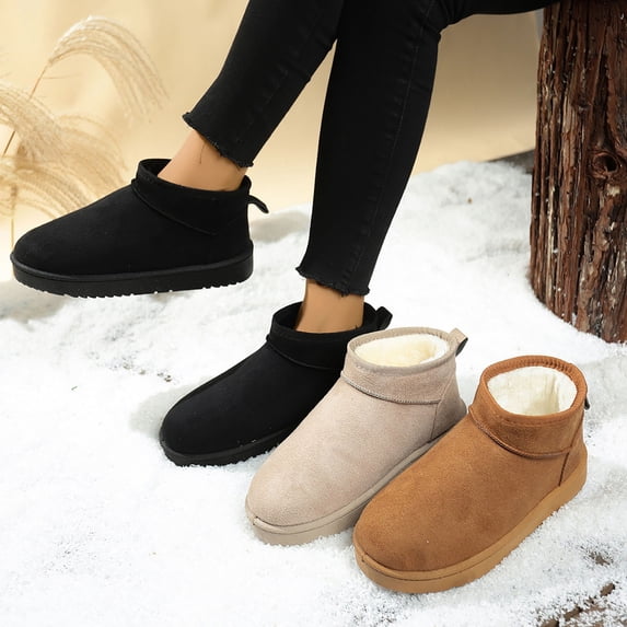 Hinvhai Platform Boots, Platform Snow Winter Boots for Women, Suede Fleece Womens Snow Boots Brown 9(42)