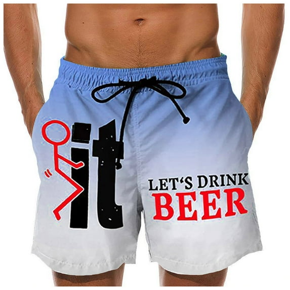 Hinvhai Plus Size Pants 2024 Clearance Men'ss Slim Shorts Printing Pockets Quick Dry Swimsuit Sports Swim Trunks Pants Blue XL(XL)