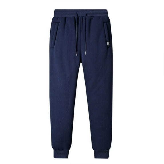 Hinvhai Plus Size Pants Clearance Men's Lamb Wool Trousers and Trousers Plus Velvet Thick Solid Color Large Size Running Fitness Sports Pants Blue 20(XXXXXXL)