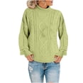 thumbnail image 1 of Hinvhai Plus Size Sweater Tops On Seasonal Clearance Women's Soild Long Sleeve Thick Knit Pullover Turtleneck Sweater Coat Mint Green 6(M), 1 of 7