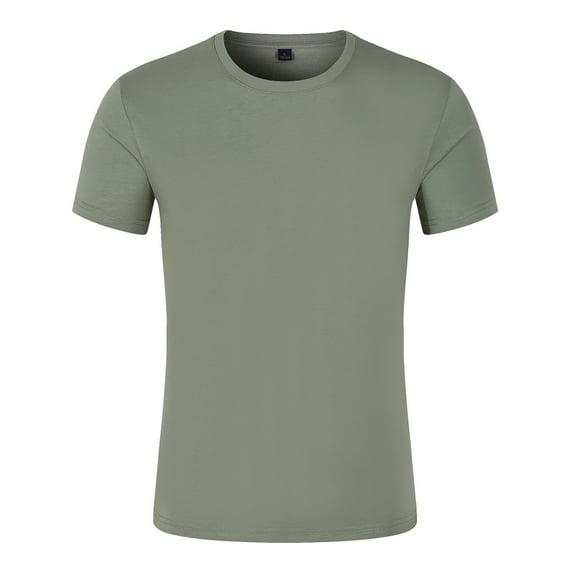 Hinvhai Plus Size Top Clearance Summer Men's T-shirt Mercerized Cotton Short Sleeve Army Green 4(S)