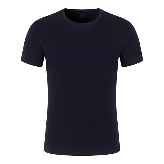 Hinvhai Plus Size Top Clearance Summer Men's T-shirt Mercerized Cotton Short Sleeve Navy 14(XXXL)