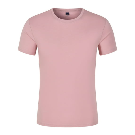 Hinvhai Plus Size Top Clearance Summer Men's T-shirt Mercerized Cotton Short Sleeve Pink 14(XXXL)