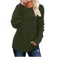 thumbnail image 1 of Hinvhai Plus Size V-Neck Womens Tops Dressy Long Sleeve T Shirts Trendy Lightweight Knit Sweaters Casual Loose Pullover Tunic Army Green Large, 1 of 7