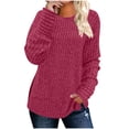 thumbnail image 1 of Hinvhai Plus Size V-Neck Womens Tops Dressy Long Sleeve T Shirts Trendy Lightweight Knit Sweaters Casual Loose Pullover Tunic Hot Pink Large, 1 of 7