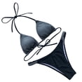 thumbnail image 1 of Hinvhai Plus size Swimsuits clearance Women's Bikini Patchwork Set Swimsuit Two Piece Filled Bra Swimwear Beachwear Black M(M), 1 of 7