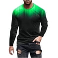 thumbnail image 1 of Hinvhai Print Men's T-Shirt Casual Round Neck Long Sleeve Pullover Fashion Lightweight Comfy Tees Tunic Tops Green 14(XXXL), 1 of 5