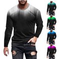 thumbnail image 1 of Hinvhai Print Men's T-Shirt Casual Round Neck Long Sleeve Pullover Fashion Lightweight Comfy Tees Tunic Tops Purple 10(XL), 1 of 5