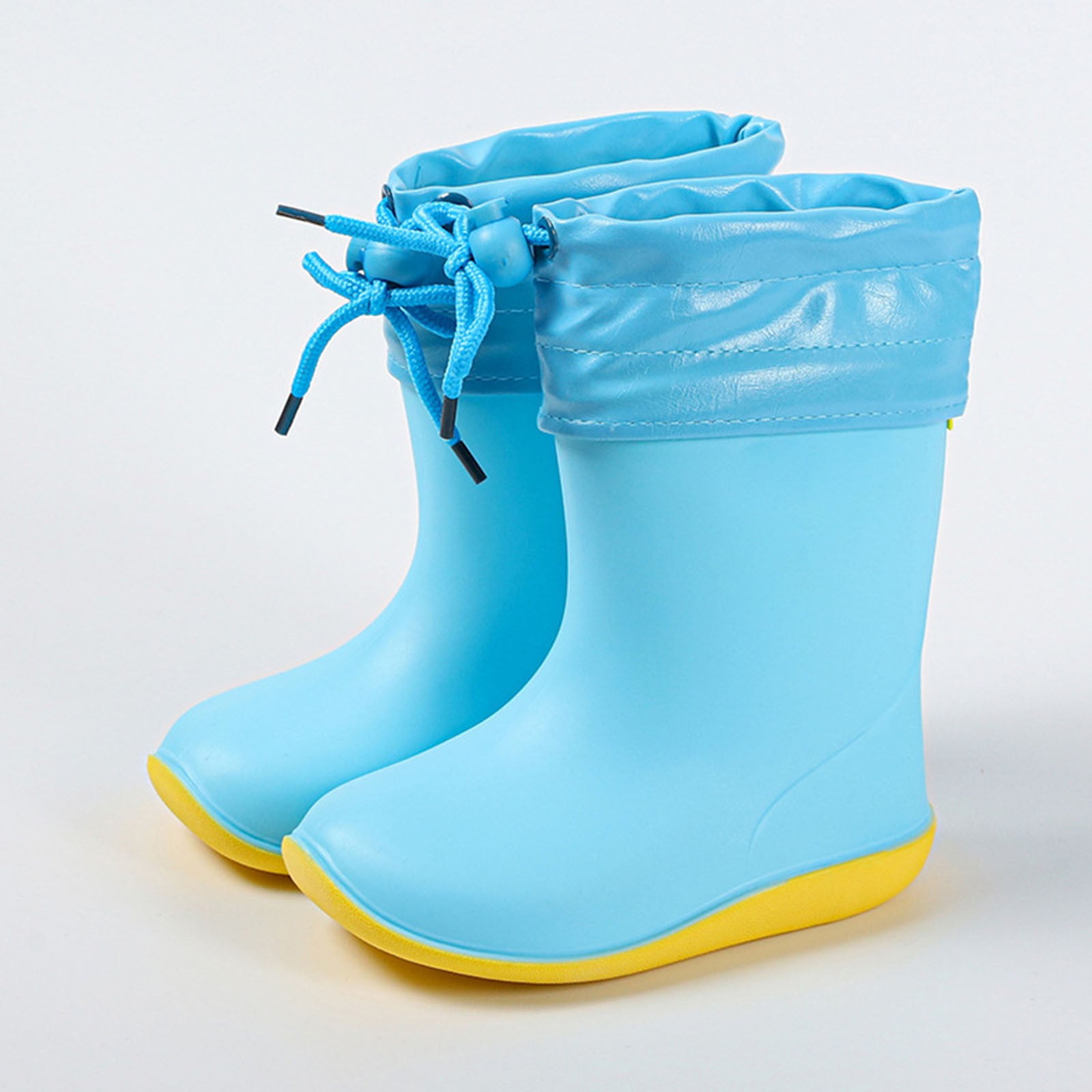 Hinvhai Rain Boots for Childrens Girls Boys ,Casual Lightweight Solid Color Waterproof Non Slip Rubber Sole Rain Boots Blue 2 Years(25)