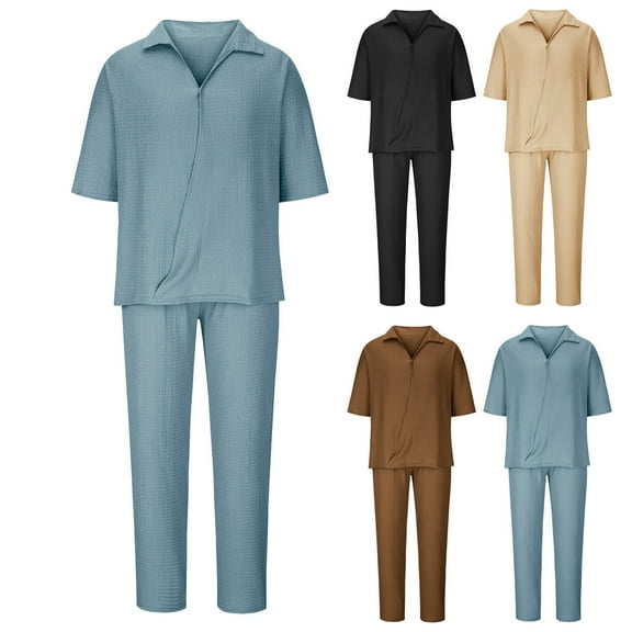 Hinvhai Scrubs Set for Men Long Sleeve V-Neck Pocket Top & Pants Nursing Uniform Unisex Stretch Solid Color Workwear Khaki 8(XL)