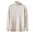 thumbnail image 1 of Hinvhai Seasonal Clearance Men's solid color high collar long sleeve knitted sweater Beige 6(XL), 1 of 3