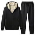 thumbnail image 1 of Hinvhai Sherpa Lined Sweatsuit Men Winter 2 Piece Set Thicken Warm Casual thermal Fleece Full Zip Hoodie Coat and Pant Outfits Black 4(M), 1 of 9