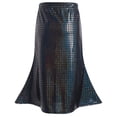 thumbnail image 1 of Hinvhai Shiny Metallic Bodycon Long Skirts for Girls Party Rave Dance Costume Mermaid Skirt Black 5-6Years, 1 of 5
