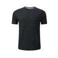 thumbnail image 1 of Hinvhai Summer Casual Tops for Men Texutre Crewneck Short Sleeve Tshirts Loose Fit Breathable Lightweight Workout Sport Shirt Black L, 1 of 7