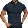 thumbnail image 1 of Hinvhai Summer Men's Fashionable Casual Solid Color Button Pocket Lapel Top/Shirt Navy L(L), 1 of 3