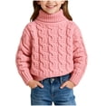 thumbnail image 1 of Hinvhai Sweaters for Girls Turtleneck Oversized Cable Knit Sweater Chunky Pullover for Kids Winter Warm Girl Clothes Pink 6 Years, 1 of 6