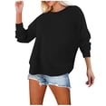 thumbnail image 1 of Hinvhai Sweatshirt for Women Crewneck Long Sleeve Side Split Tops Casual Solid Color Loose Pullover Shirts Clothes Black M(M), 1 of 7