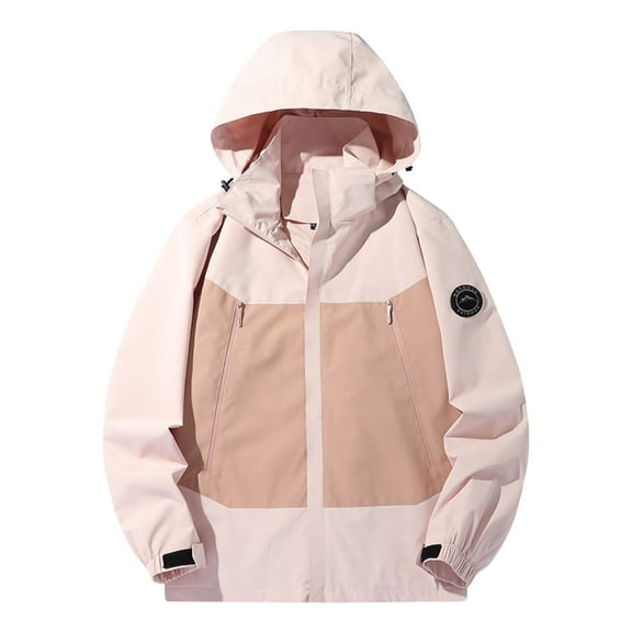 Hinvhai Sweatshirts for Men Loose Fit Solid Color Stormtrooper Jacket Long-Sleeved Hooded Zipper Pockets Coats Winter Pink S(S)