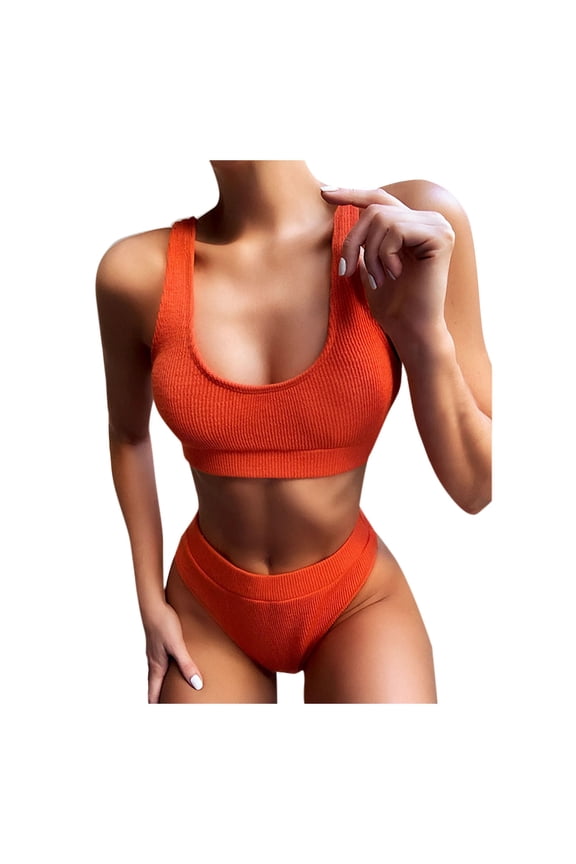 Swimsuits for Women,Women Bandeau Bandage Bikini Set Push-Up Brazilian Swimwear Beachwear Swimsuit Orange M(M)