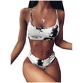 thumbnail image 1 of Hinvhai Swimsuits for Women,Women Tie-dye Pattern Top with Panty Bikini Set Two Piece Swimwear Black L(L), 1 of 8