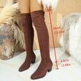 thumbnail image 1 of Hinvhai Thigh High Block Heel Boot Women Pointed Toe Stretch Over the Knee Boots A-Brown 9(42), 1 of 9