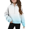 thumbnail image 1 of Hinvhai Tie-dyed Half Zip Pullover Girl Thumb Hole Cropped Hoodie Raglan Quarter Zipped Sweatshirt with Pockets Light Blue 13 Years, 1 of 5