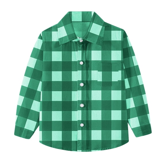 Hinvhai Toddler Baby Boys Plaid Shirt Long Sleeve Button Down Shirts