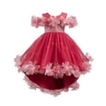 thumbnail image 1 of Hinvhai Toddler Baby Girls formal Ruffle Princess Dress Bowknot Sequins Heart Ball Gown Party Pageant Lace Dresses Red 2 Years, 1 of 5