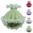 thumbnail image 1 of Hinvhai Toddler Baby Girls formal Ruffle Princess Dress Bowknot Sequins Heart Ball Gown Party Pageant Lace Dresses Red 9 Years, 1 of 5