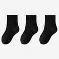 thumbnail image 1 of Hinvhai Toddler Boys Girls 3PC Athletic Socks ,Classic Casual Ankle Cushioned Sweat Absorbing Running Socks Thick Cotton Solid Color Sports Socks Black 6(6 Years), 1 of 1