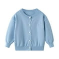 thumbnail image 1 of Hinvhai Toddler Boys Girls Crewneck Cardigan Sweaters Long Sleeve Kids Button Cotton School Uniform Knit Tops Outwear Blue 5-6Years, 1 of 8