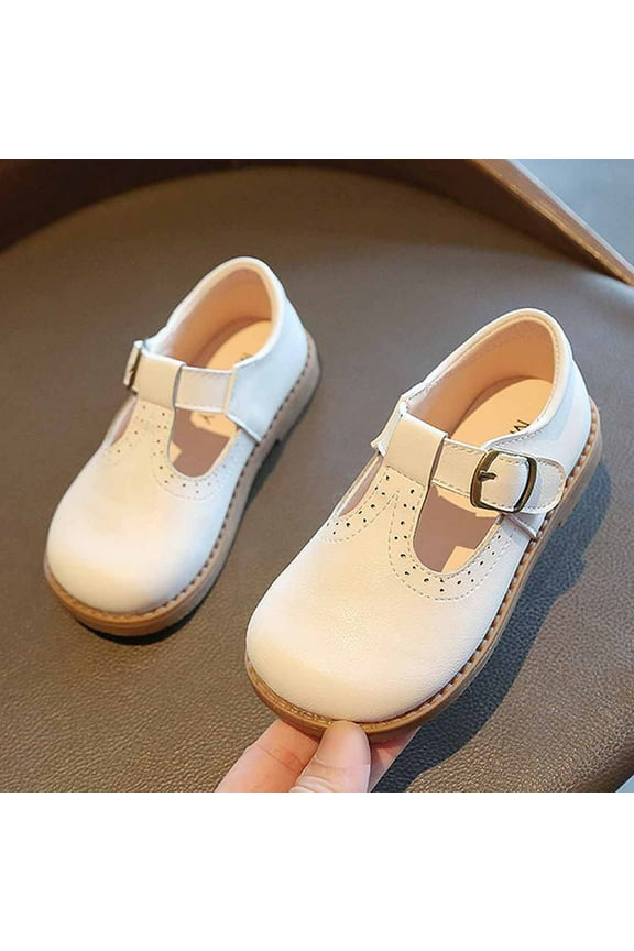 Toddler Girls Mary Jane Dress Shoes Little Girls School Oxford Flats White 18-24 Months