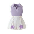 thumbnail image 1 of Hinvhai Toddler Girls Fall Outfits Ribbed Knit Sleeveless Sweater Tops Pleated Mini Skirt Sets Cute Girls Winter Clothes Purple 18-24 Month, 1 of 9