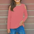 thumbnail image 1 of Hinvhai Toddler Girls Short Sleeve Tops ,Summer Fashion Casual Solid Color T Shirt Cutout off Shoulder Blouses Crew Neck Shirts Basic Tees for Kids Pink 3 Years, 1 of 6