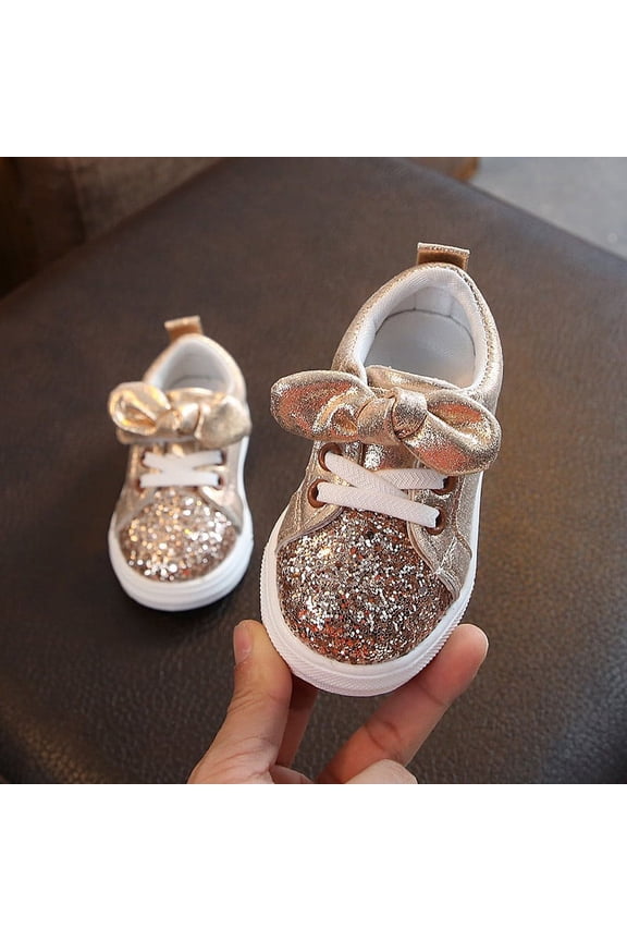 Toddler Girls Sneakers Little Girls Slip On Shoes Glitter Sneakers Todder Gold 8C(23)