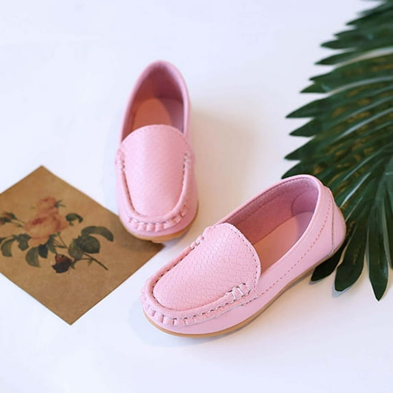 Hinvhai Toddler Little Kid Boys Girls Soft Slip On Loafers Dress Flat Shoes Pink 1M(34)