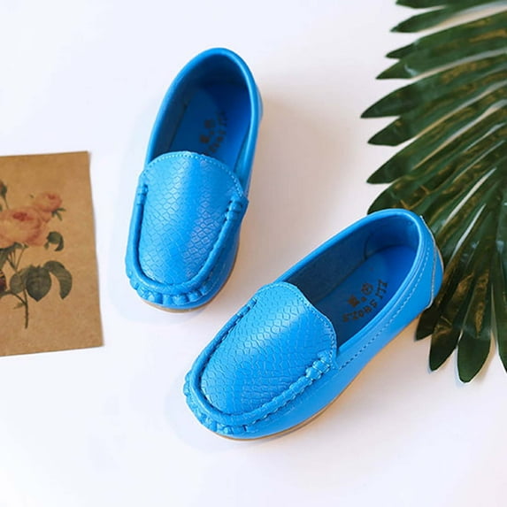 Hinvhai Toddler Little Kid Boys Girls Soft Slip On Loafers Dress Flat Shoes Sky Blue 1M(34)