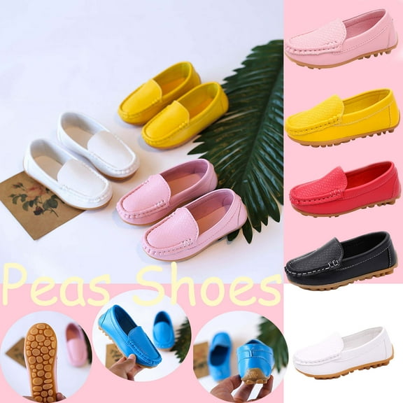 Hinvhai Toddler Little Kid Boys Girls Soft Slip On Loafers Dress Flat Shoes Yellow 2M(36)